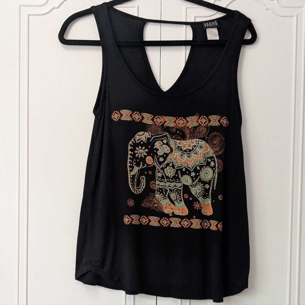 Joyce Leslie Women's Black Graphic Sleeveless Tank Top, Very Soft